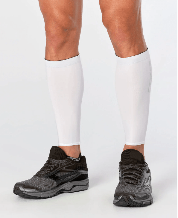Compression Calf Guards - White - The Triathlon Store